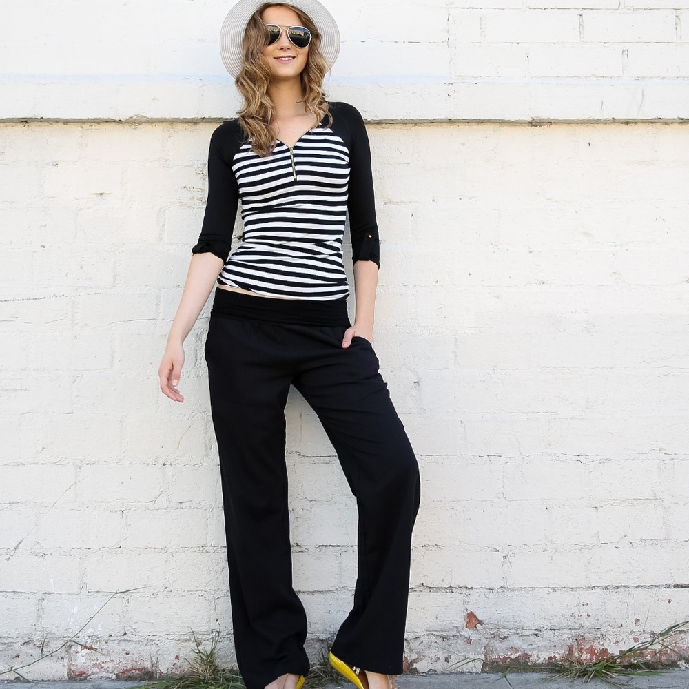 Poplooks Linen Foldover Trouser